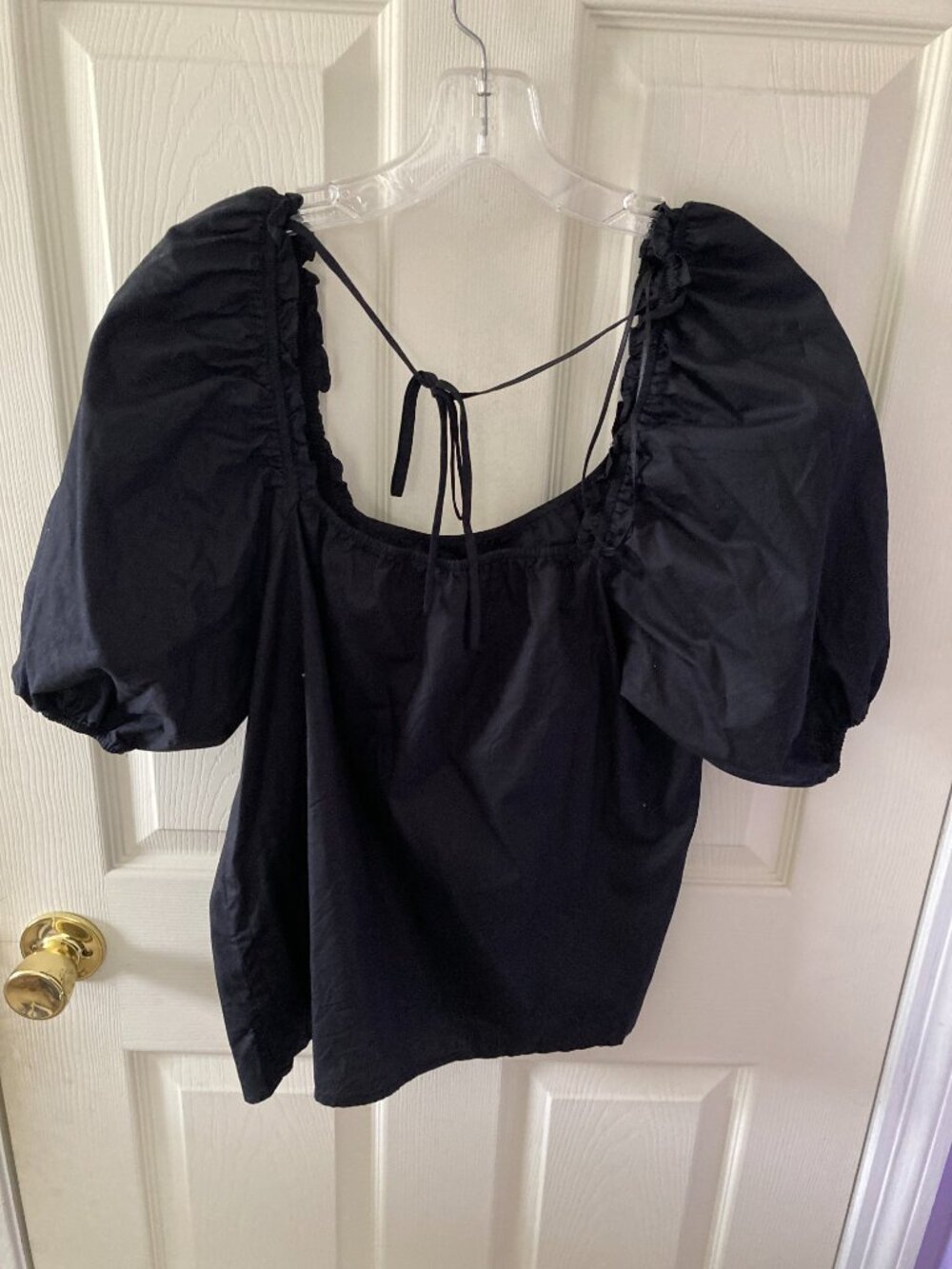 Women Nine West Black Top Size XL Puff Sleeve Square Neck - Picture 7 of 7